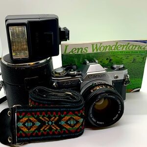 Canon AE-1 35mm Film Camera with Canon 50mm f/1.8 FD Kit